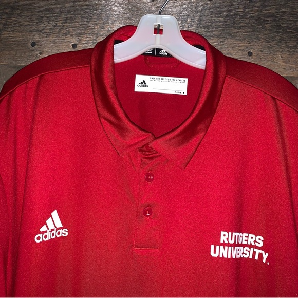 Men’s 3XL ADIDAS CLIMALITE Red RUTGERS UNIVERSITY Athletic Polo Shirt NWOTS 3X - Picture 2 of 12